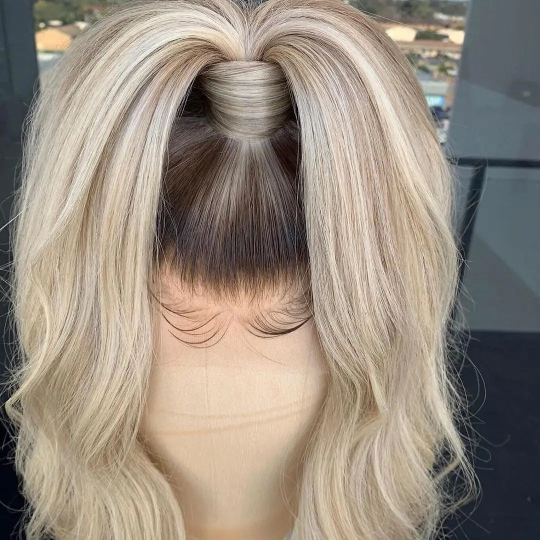 QW Straight Blonde Ombre Lace Front Wig