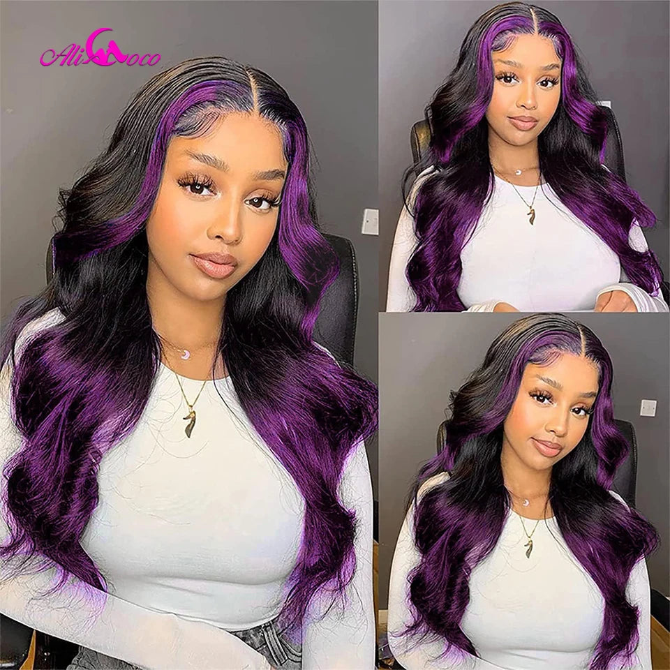 ace Front Wig – Ombre Purple Body Wave | 100% Human Hair HD Lace