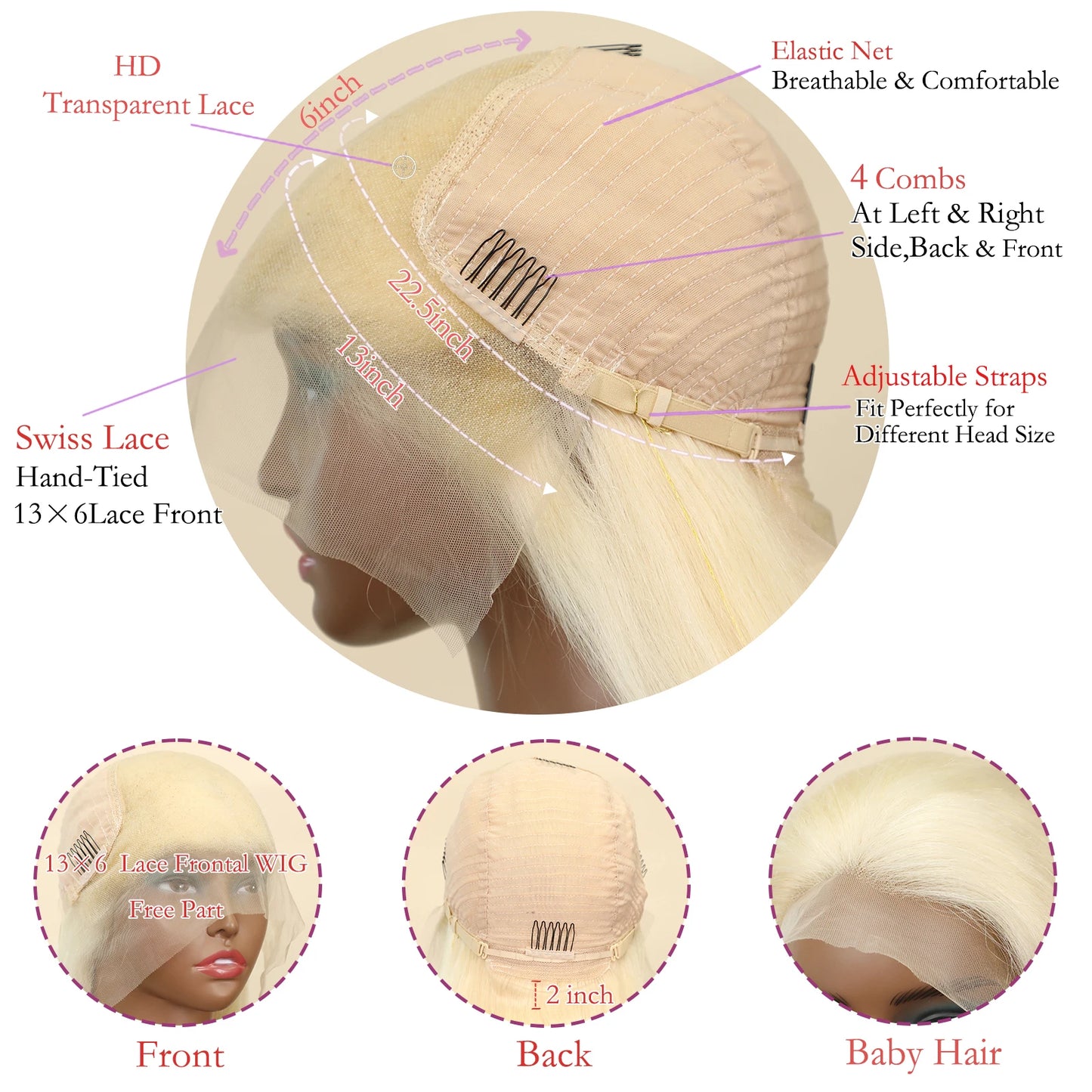 Blonde Brazilian Straight Human Hair Lace Front Wig