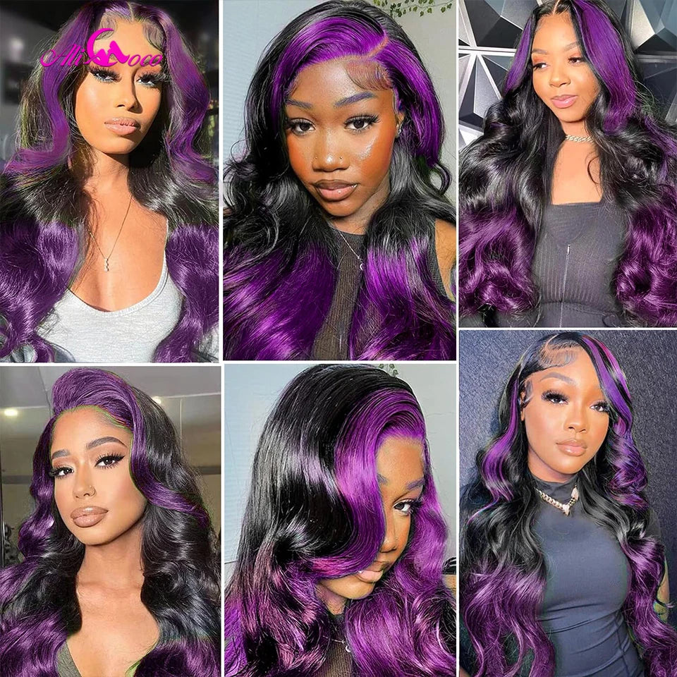 ace Front Wig – Ombre Purple Body Wave | 100% Human Hair HD Lace