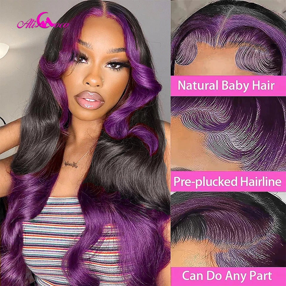 ace Front Wig – Ombre Purple Body Wave | 100% Human Hair HD Lace