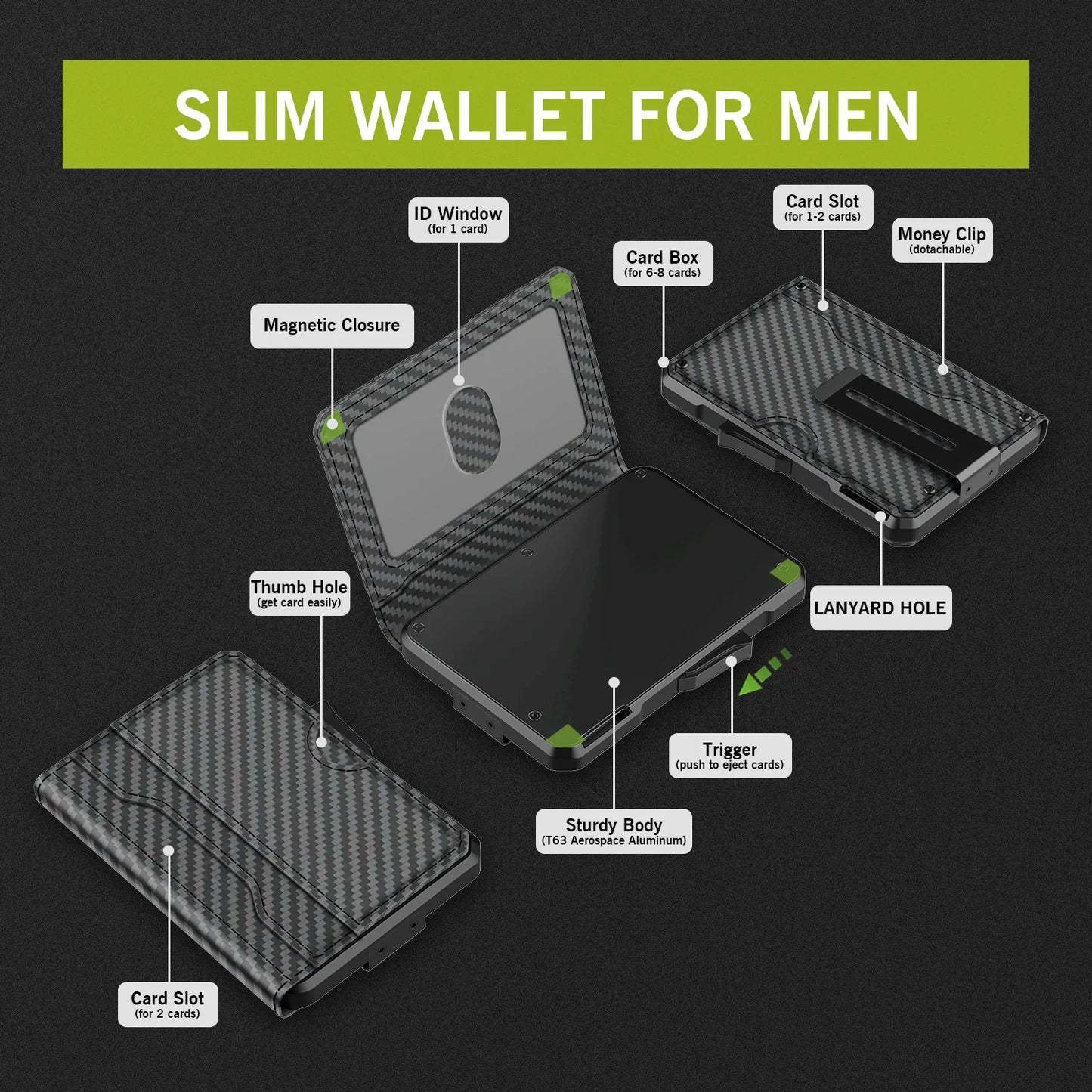 Wallet for Men - with Money Clip Slim Leather Slots