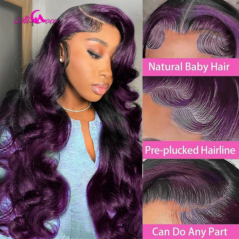 ace Front Wig – Ombre Purple Body Wave | 100% Human Hair HD Lace