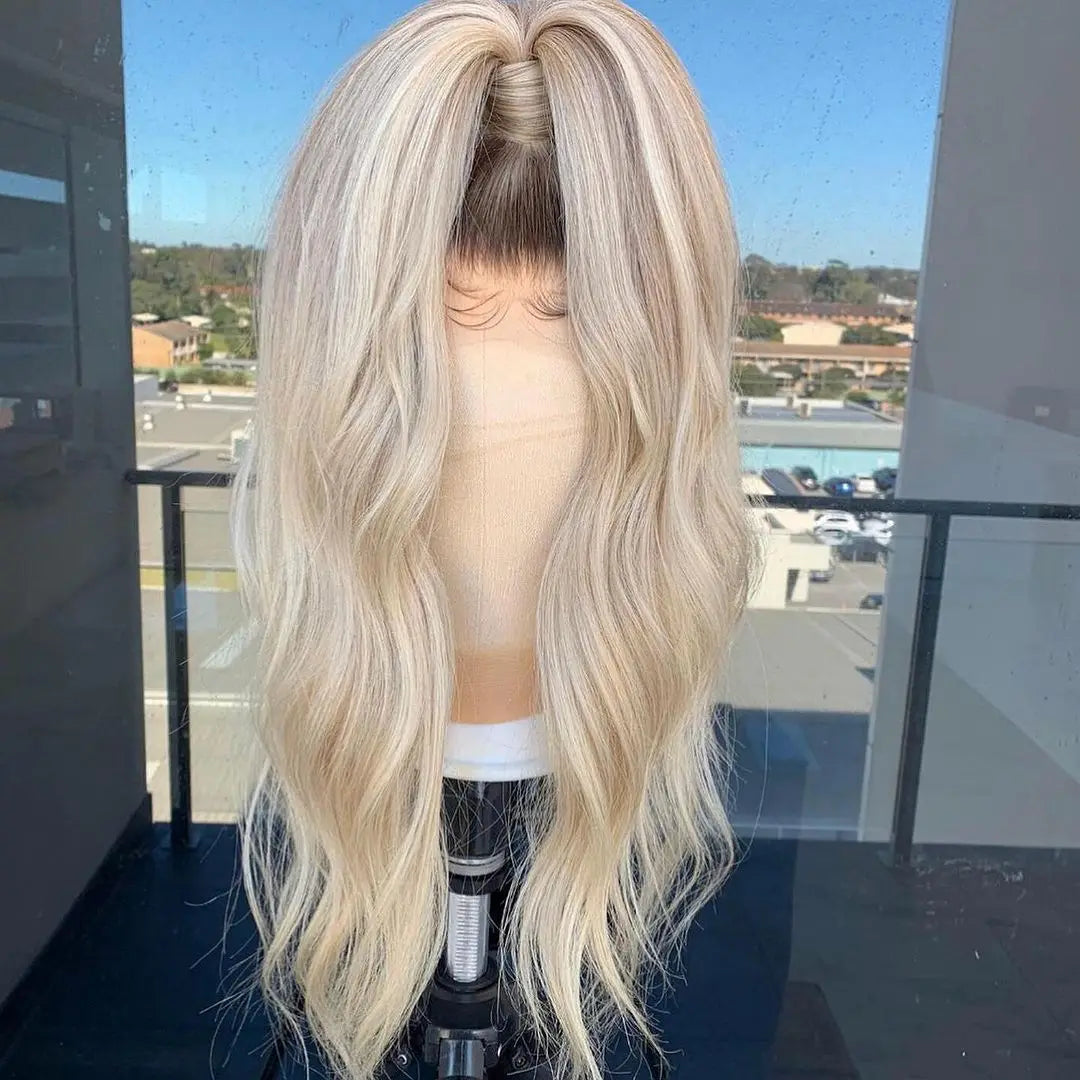 QW Straight Blonde Ombre Lace Front Wig