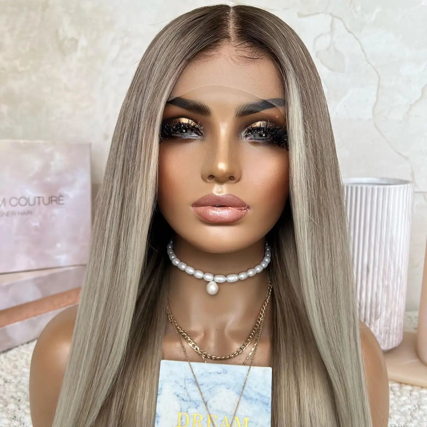 QW Straight Blonde Ombre Lace Front Wig