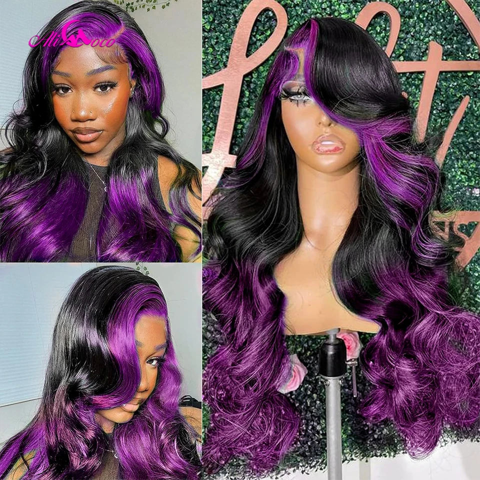 ace Front Wig – Ombre Purple Body Wave | 100% Human Hair HD Lace