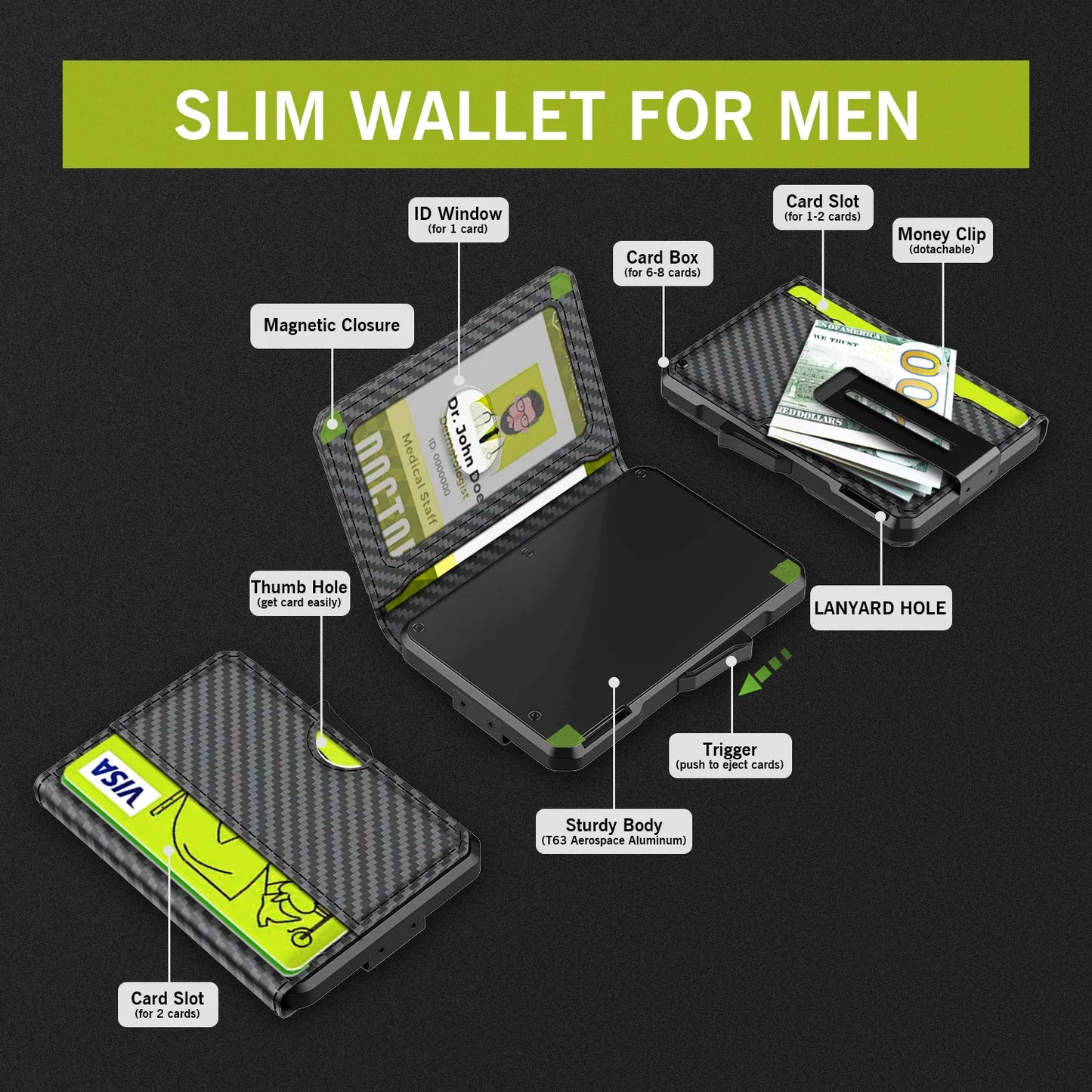 Wallet for Men - with Money Clip Slim Leather Slots