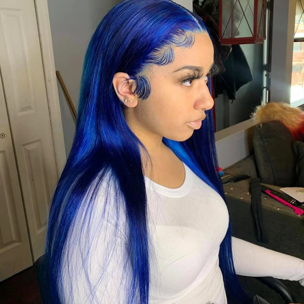 Blue Colored Lace Front Wig