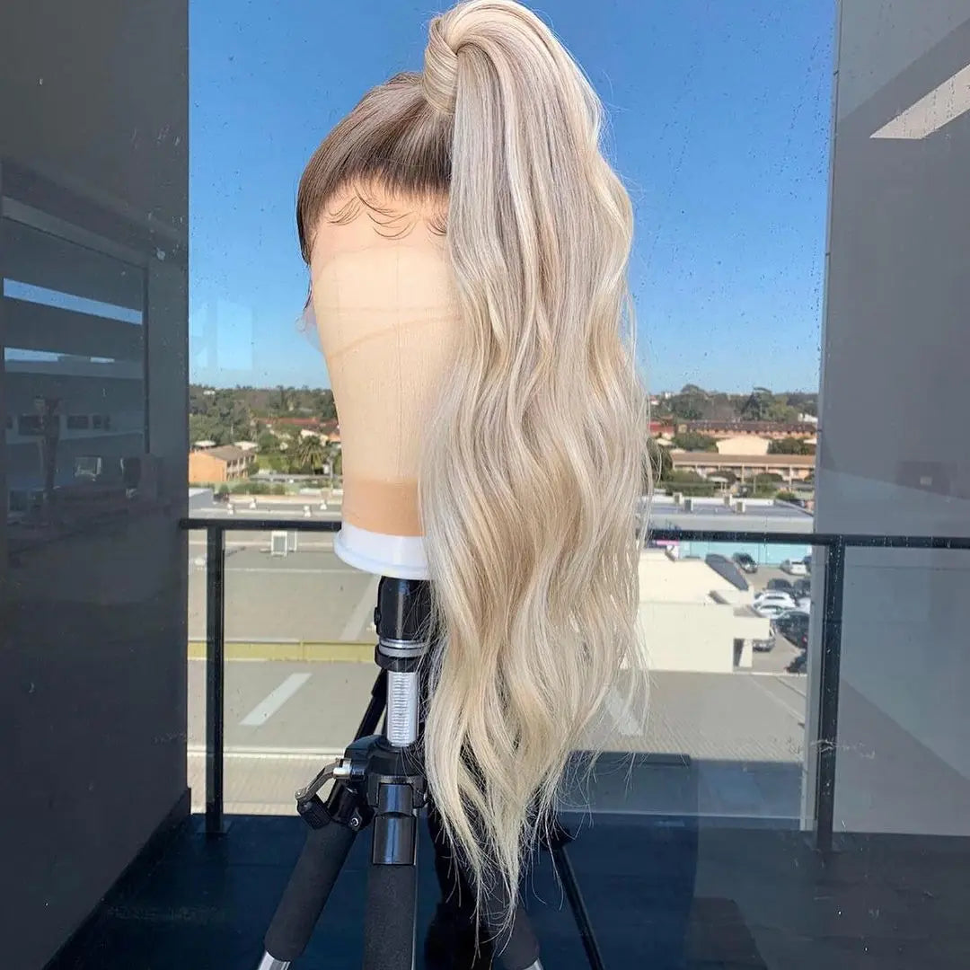 QW Straight Blonde Ombre Lace Front Wig