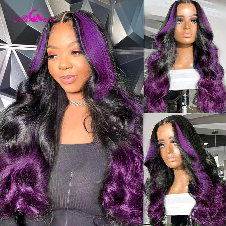 ace Front Wig – Ombre Purple Body Wave | 100% Human Hair HD Lace