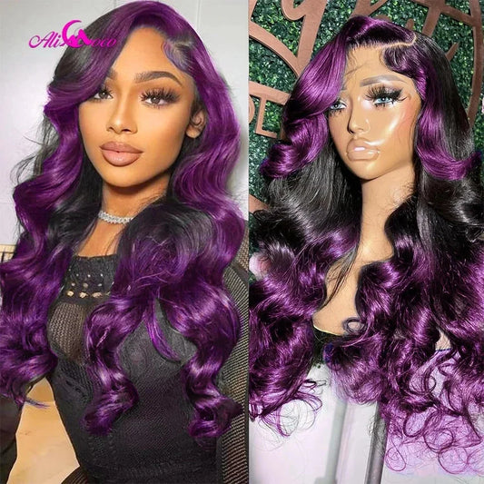 ace Front Wig – Ombre Purple Body Wave | 100% Human Hair HD Lace