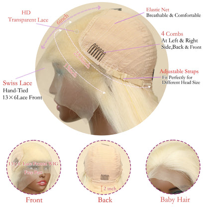 Blonde Brazilian Straight Human Hair Lace Front Wig
